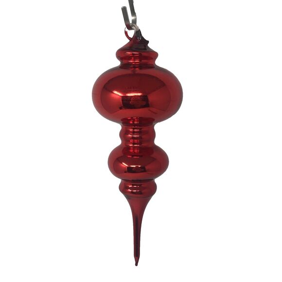 DEPARTMENT 56 Mercury Glass Double Finial Ornament VTG Red 10" with Box - Picture 11 of 12